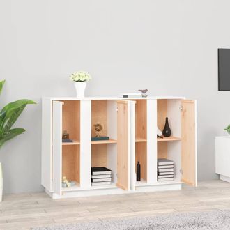Berkfield Home Sideboard White 120x35x80 cm Solid Wood Pine | Size: 120 x 35 x 80 cm