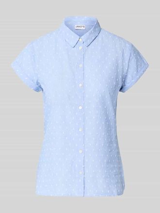 Jake*s Casual Slim Fit Bluse im Allover-Look in Bleu, Gr&ouml;&szlig;e 34