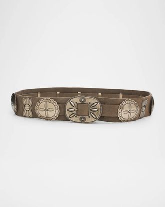 Ralph Lauren Collection Suede Cast Concho Belt