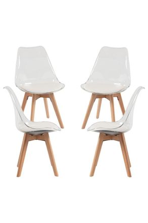 Regalos Miguel Regalos Miguel - Packs Sillas Comedor - Pack 4 Sillas Synk Transparente Asiento - Blanco