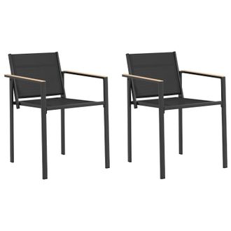 vidaXL Sillas De Jard&iacute;n 2 Pcs Negro Y Antracita 53,5 X 59 X 77 Cm Vidaxl