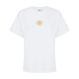 Elisabetta Franchi Dames, Tops, Wit, Maat: XL Katoen