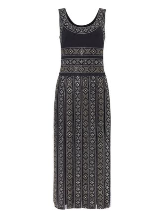 Temperley London embellished pleated midi dress - women - Polyester/Viscose/Silk/Spandex/Elastane - 14 - Black