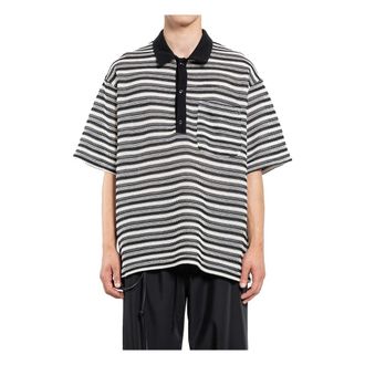 Song for the Mute Crochet Knit Gym Polo - male - Song for the Mute - Polo Shirts - Black - L - Tops