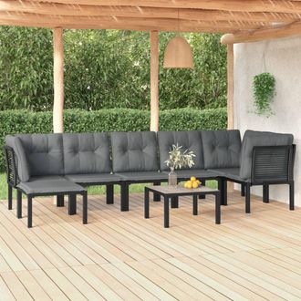 vidaXL Vidaxl - Juego De Muebles De Jard&iacute;n 8 Pzas Rat&aacute;n Sint&eacute;tico Negro Y Gris