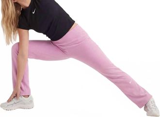 Nike One High-Waisted Flared Leggings In Light Magenta/white