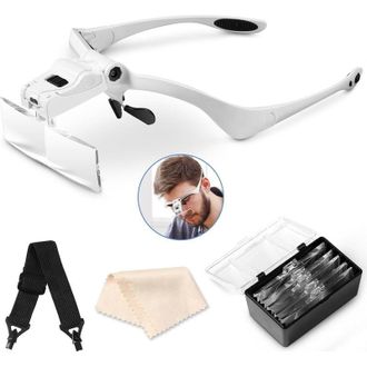 OEM Lupa De Diadema Con Luz Led, Lupa De Diadema Con 5 Lentes Desmontables (1.0x, 1.5x, 2.0x, 2.5x, 3.5x), Para Todo Tipo De Trabajos De Precisi&oacute;n, Lectur