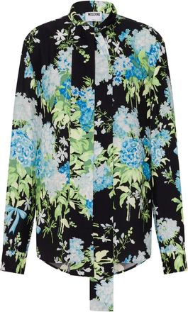 Moschino Camicia in seta con stampa - Nero