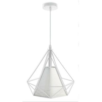 Trade Shop Trade Shop Traesio - Trade Shop - Lampadario Diamante Da Soffitto Sospeso Pendente Moderno Plafoniera E27 B20 - Blanco
