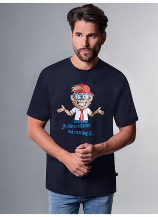 Trigema T-Shirt TRIGEMA TRIGEMA Spruch Shirt mit lustigem Affen-Print, Herren, Gr. 3XL, blau (navy), 100% Baumwolle, Shirts T-Shirt