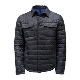 Incotex Montero Gewatteerd Overshirt - Heren - Winterjassen - Blauw - L - Polyester - Jassen