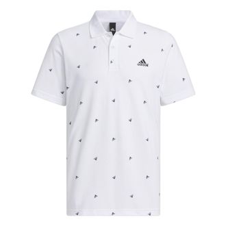 adidas Fi Polo Aop Logo Printing Training Sports Short Sleeve Polo Shirt White IA8154