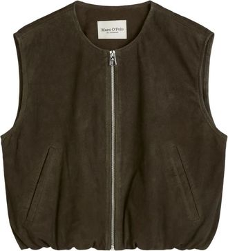 Marc O'Polo Blouson Vest - Dames - Bodywarmers - Bruin - S - Leer - Jassen