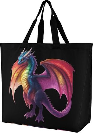 Generic Transgender Dragon Tote Bag Reusable Grocery Shopping Bags Large Travel One Shoulder Handbag for Picnic Work