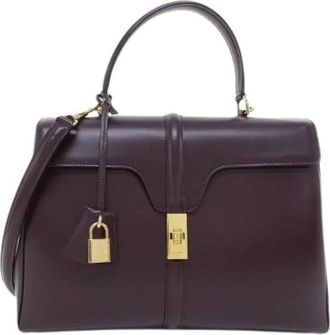 Celine Pre-owned 16 Medium Calf Shoulder Bag - Dames - Vintage Handtas - Paars - ONE Size - Leer - Vintage
