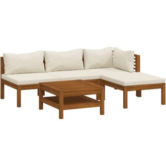 vidaXL Conjunto De Jard&iacute;n De Sal&oacute;n De 5 Pcs Con Almohada