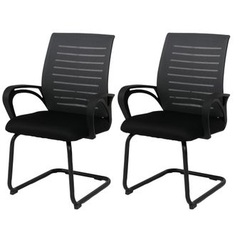 Hhg [nunca Usado] Juego De 2 Sillas De Conferencia Hhg-584, Sillas De Visitante De Dise&ntilde;o Cantilever, Tejido (250 G/m&sup2;) Mvg, Gris, Estructura Negra