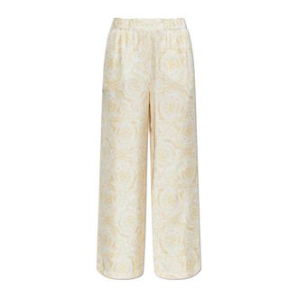 Versace Zijden Broek - Dames - Wijde Broeken - Beige - M - Broeken
