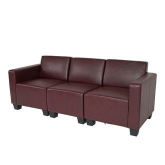 Hhg Sof&aacute; Modular 3 Plazas Lyon, Polipiel, Rojo-marr&oacute;n