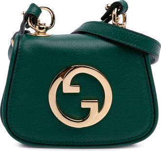 Gucci Green Textured Calfskin Blondie Card Case on Strap