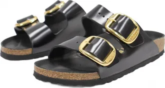 Birkenstock Womens Arizona Big Buckle Sandals In High Shine Black
