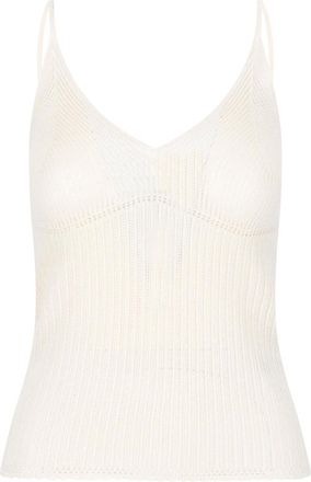 Isabel Marant White Silk-Cotton Ribbed Tank Top