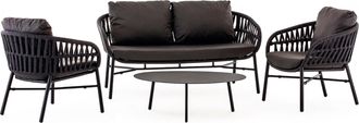 LLR Collection 4-teiliges Outdoor Design Lounge-Set Tahiti - Schwarz/Dunkelgrau