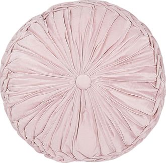 Beliani Coj&iacute;n Rosa Pastel 40 Cm Poli&eacute;ster Pliegues Accesorio Minimalista Udala