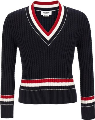 Thom Browne Blue RWB Intarsia Sweater
