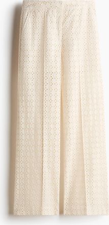 H&M Elegante Hose mit Broderie Anglaise - Beige