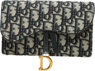 Dior Beige Navy Canvas Leather Sling Bag (Pre-Owned)