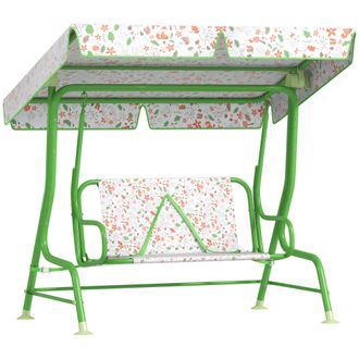OEM Columpio De Jard&iacute;n Exterior Para Ni&ntilde;os De +3 A&ntilde;os Con Toldo Ajustable Arn&eacute;s De Seguridad 112x75x120 Cm Verde