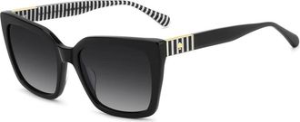 Kate Spade New York Stijlvolle Zwart/Donkergrijs Zonnebril - Dames - Zonnebrillen - Zwart - 55 MM - Accessoires
