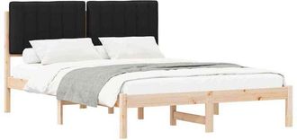 vidaXL Estructura De Cama Con Cabecera Tapizada Negro 140 X 200 Cm Vidaxl