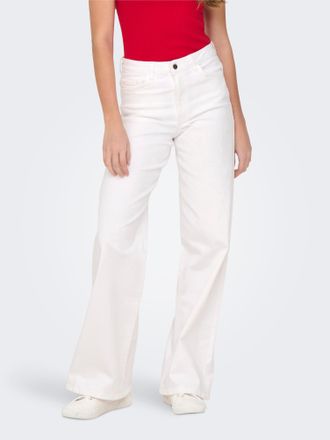 Jacqueline de Yong High-waist-Jeans JDY JDYFELINA-FINA HW WIDE WHITEJNS DNM NOOS, Damen, Gr. L (40), L&auml;nge 32, weiss (wei&szlig; denim), Denim/Jeans, Obermaterial: 98% Baumwol