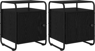 vidaXL Mesa De Noche 2 Uds. Roble Negro Madera De Ingenier&iacute;a Vidaxl