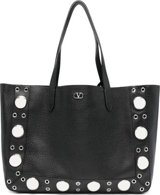 Valentino Garavani Borsa tote in pelle con borchie - Nero