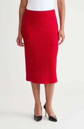 Ming Wang Tonal Eyelash Tweed Knit Midi Skirt in Holiday at Nordstrom, Size X-Small P