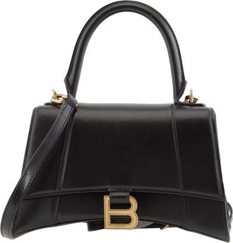 Balenciaga Black Leather Small Hourglass Box Handbag