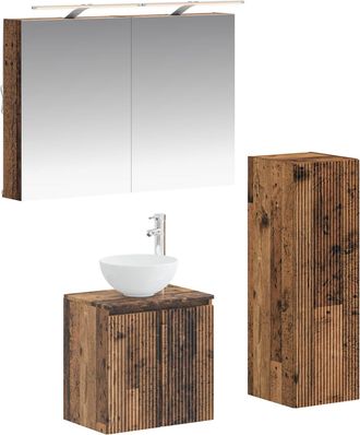 vidaXL Juego De Muebles De Ba&ntilde;o 4 Uds. Madera Envejecida Vidaxl