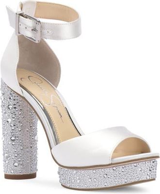 Jessica Simpson Everyn Platform Ankle Strap Sandal in White Matsat at Nordstrom, Size 9.5