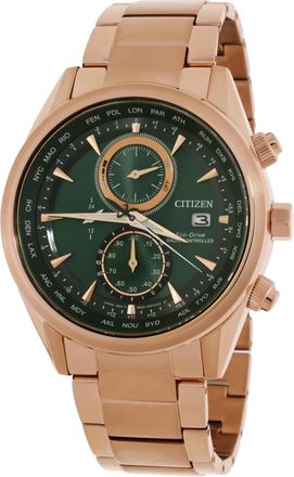 Citizen Radio-Controlled Perpetual World Time Chronograph Green Dial Mens Watch AT8263-87X