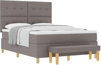 vidaXL Box Spring Bed with Mattress Taupe 140 x 190 cm Fabric vidaXL