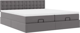 vidaXL Estructura Cama Otomana Colchones Cuero Sint&eacute;tico Gris Vidaxl