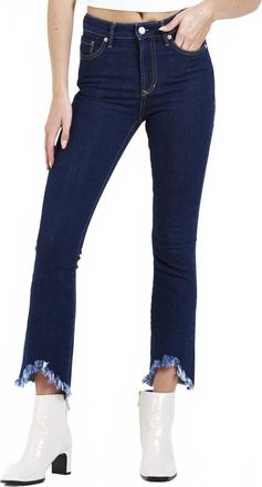 Dear John Denim Loren High Rise Cropped Flare Jeans In Dark Indigo