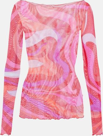 Pucci Top semitrasparente Marmo in tulle