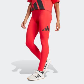 adidas Trainingstights ADIDAS SPORTSWEAR W BL SJ LEG, Damen, Gr. XL, N-Gr, rot (pure ruby, schwarz), Obermaterial: 90% Baumwolle, 10% Elasthan, Hosen Trainin