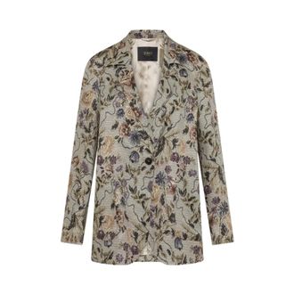 Seventy Enkelrijig Twill Jasje - Dames - Jassen - Veelkleurig - Maat: 2XL Leer