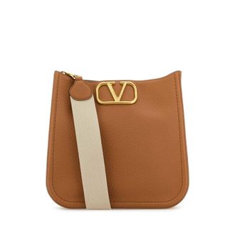 Valentino Garavani Camel Leather Alltime Shoulder Bag