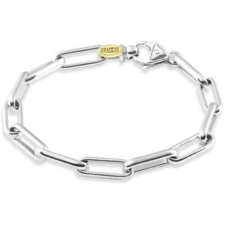 Pompeii3 Mens Fisher 14k Gold (28gram) or Platinum (46gram) 7mm Link Bracelet 8.5